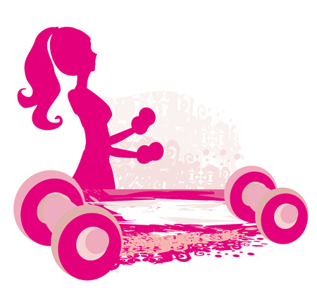 Abstract card - fitness girl trainingのイラスト素材