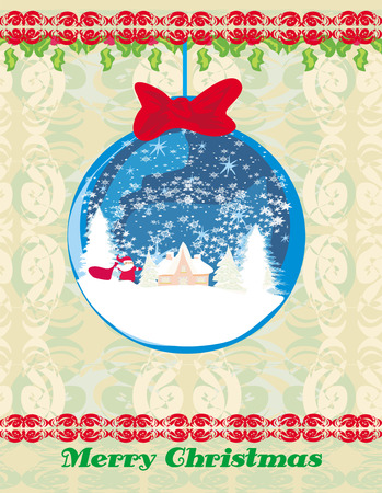 Santa Claus in a glass ball のイラスト素材