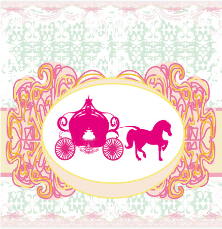 carriage- vintage floral wedding invitation のイラスト素材
