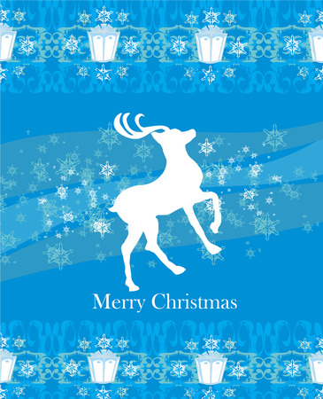 reindeer flying stars. blue background のイラスト素材