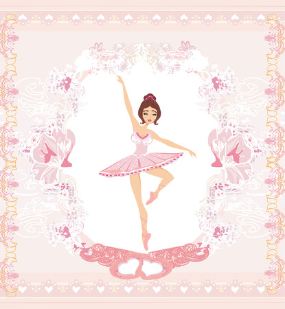 Beautiful ballerina - abstract card with pink ornaments のイラスト素材