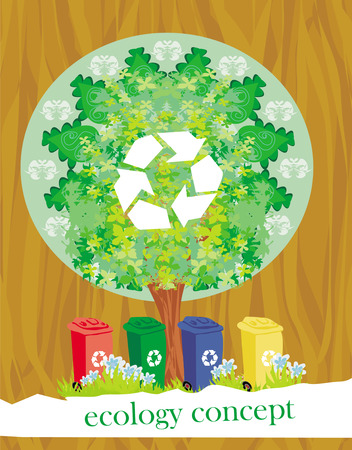 ecology card design, segregation of garbage のイラスト素材