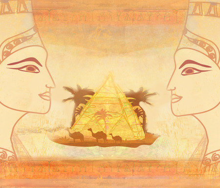 vintage card with Egyptian queen の写真素材