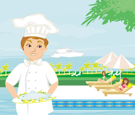 chef offers a dish のイラスト素材