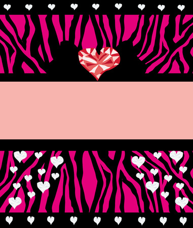 invitation cards template with abstract Diamond hearts and zebra print.のイラスト素材