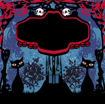 halloween invitation with catsのイラスト素材