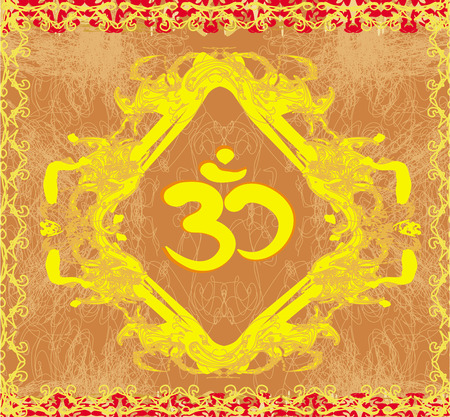 om symbol - vintage artistic backgroundのイラスト素材