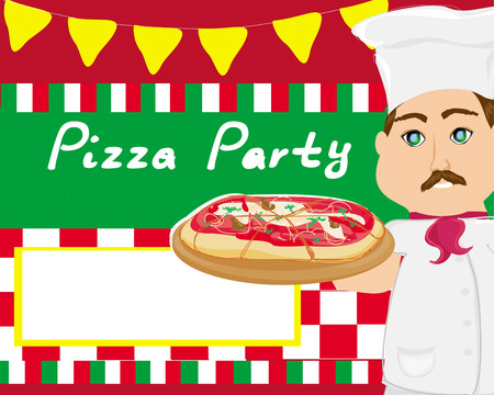 chef with pizza - Abstract card with space for Your textのイラスト素材