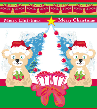 Bear in Santa Claus hatのイラスト素材