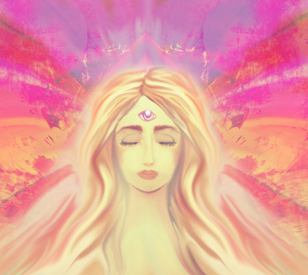 Woman with third eye, psychic supernatural sensesの写真素材