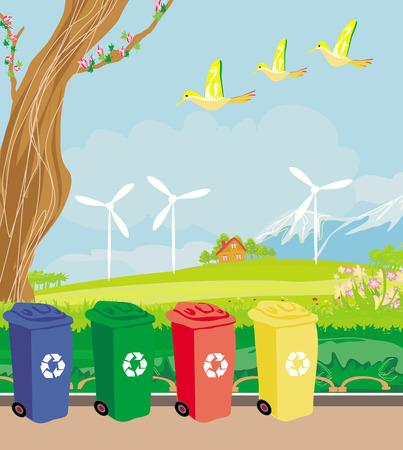 Eco farming - landscapesのイラスト素材