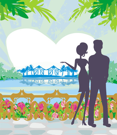 couple on tropicalのイラスト素材