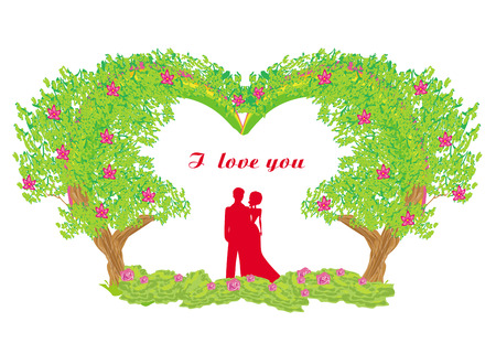 silhouette of romantic coupleのイラスト素材