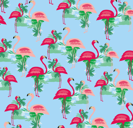 seamless flamingo bird patternのイラスト素材