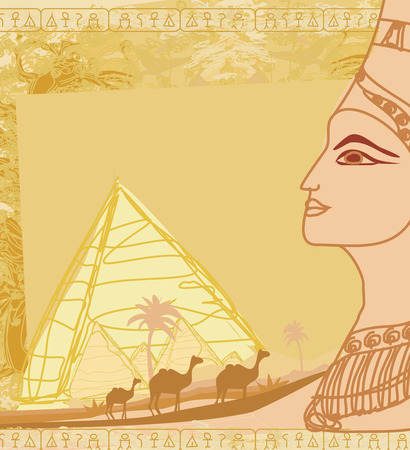 grunge frame with Egyptian queenのイラスト素材