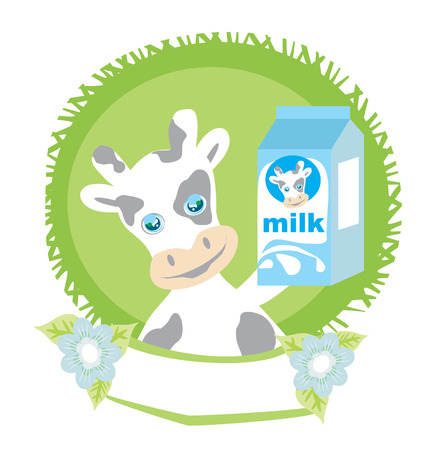 sweet cow with milkのイラスト素材