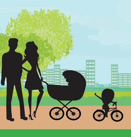 family in the parkのイラスト素材