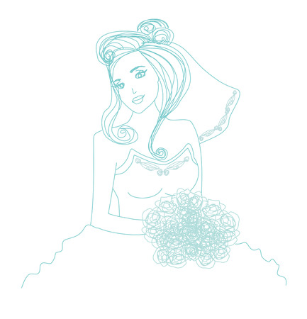 Beautiful bride - doodle illustrationのイラスト素材