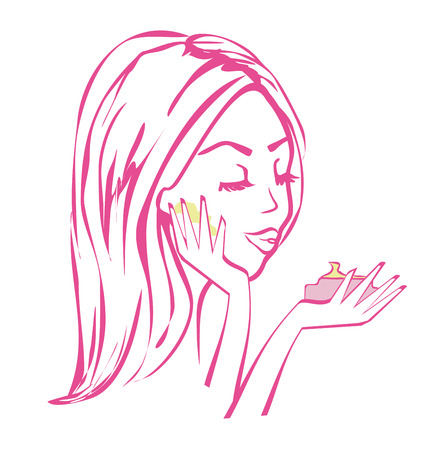 beautiful girl applying creamのイラスト素材