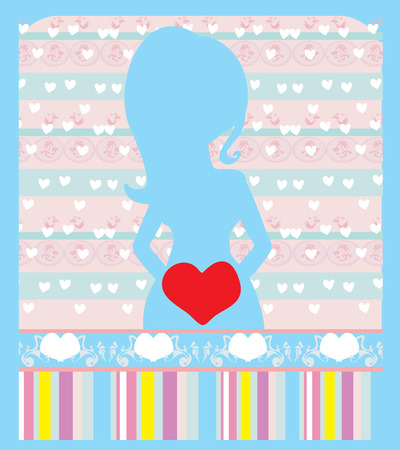pregnant woman, baby shower cardのイラスト素材