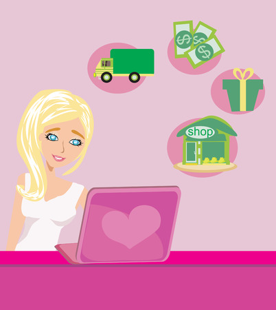 Online shopping girlのイラスト素材