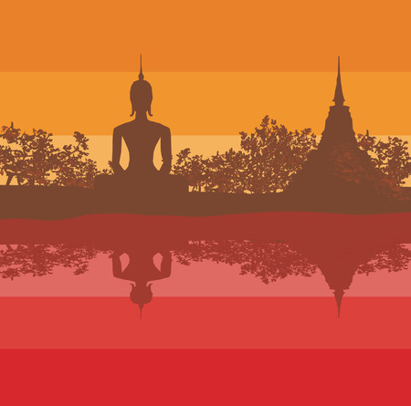 Sukhothai Historical Park, Sukhothai Province, Thailandのイラスト素材
