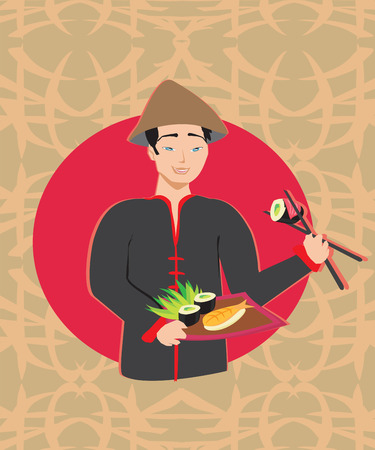 sushi chef cardのイラスト素材