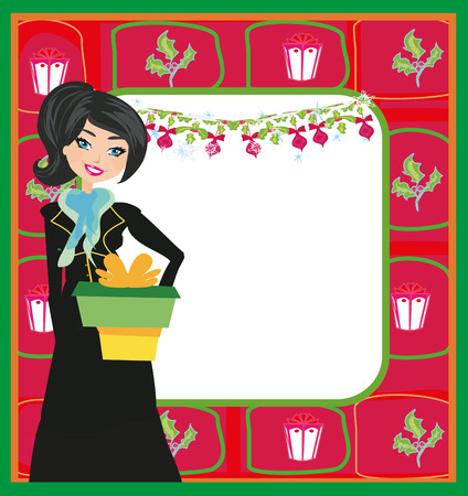 Christmas shopping - winter sale cardのイラスト素材