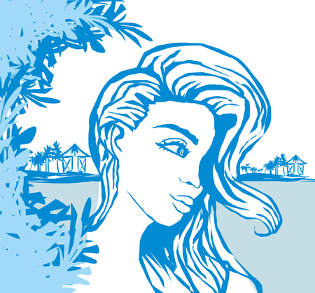 Summer beach girlのイラスト素材