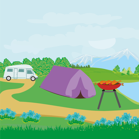 Picnic BBQのイラスト素材