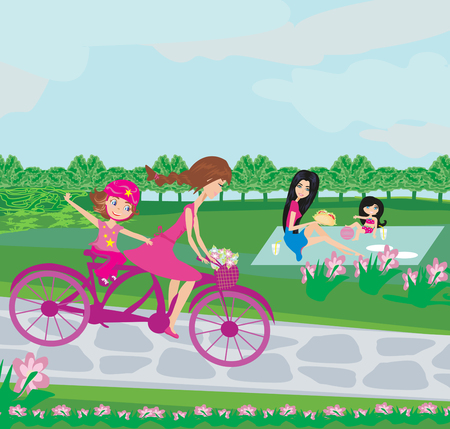 relaxing in the park on a summer dayのイラスト素材