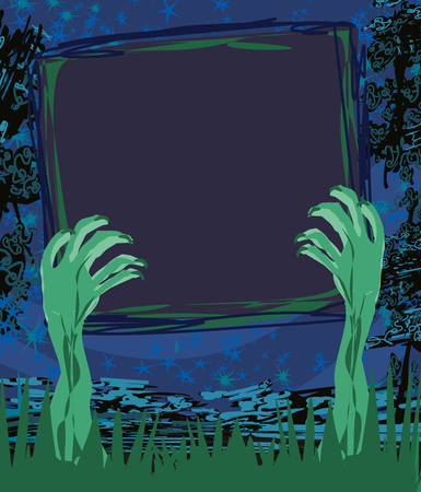 zombie hands coming out of grave frameのイラスト素材