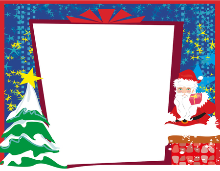 Abstract Christmas card with Santa Claus and Christmas tree frameのイラスト素材