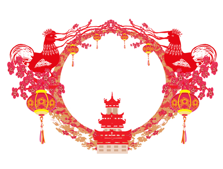 year of rooster - New Year  frameのイラスト素材