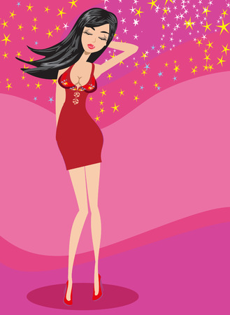 glamour party background with sexy dancing womanのイラスト素材