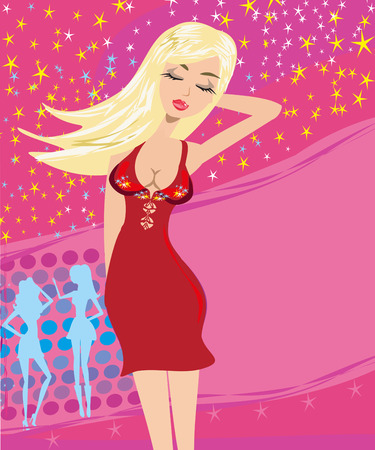 glamour party background with sexy dancing womanのイラスト素材