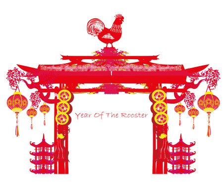year of rooster - New Year frameのイラスト素材
