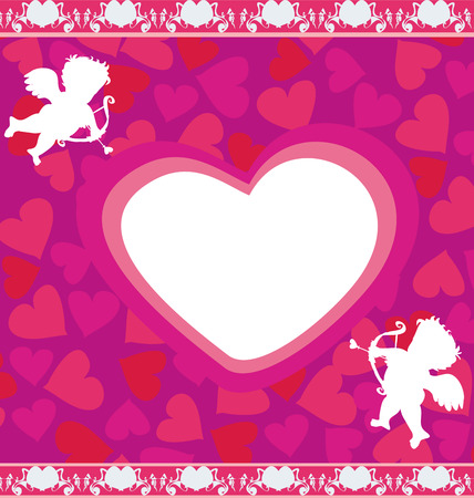 happy valentines day - card with cupidsのイラスト素材