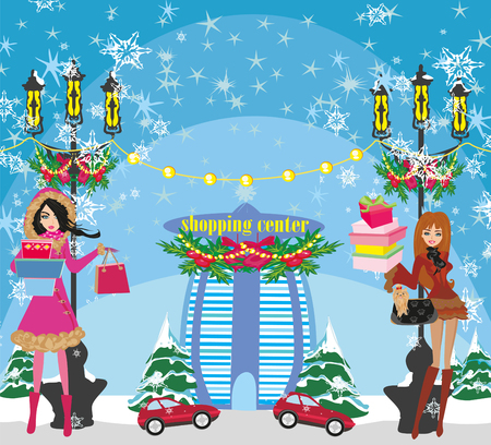 Christmas shoppingのイラスト素材