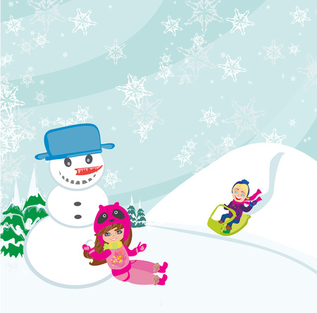 fun in the winter dayのイラスト素材