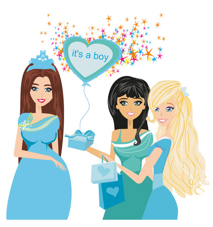 Group Of Female Friends Meeting For Baby Showerのイラスト素材