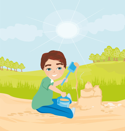 child plays with sandのイラスト素材