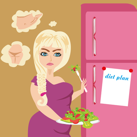 girl and her diet planのイラスト素材