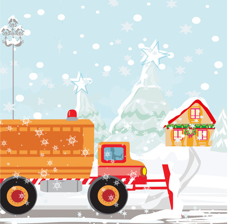 Snowplough during operation.のイラスト素材