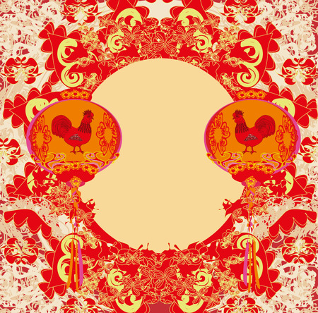 Year of rooster - New Year greeting card designのイラスト素材