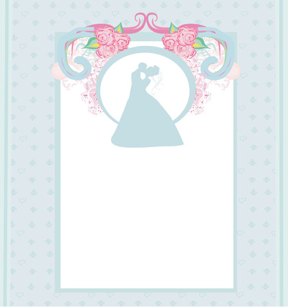 Stylish wedding invitation card with kissing coupleのイラスト素材