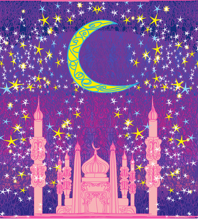 Ramadan background - mosque illustration cardのイラスト素材