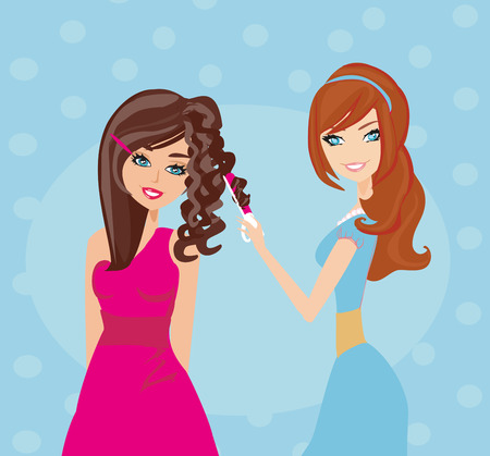 beautiful woman in hairdressing salonのイラスト素材