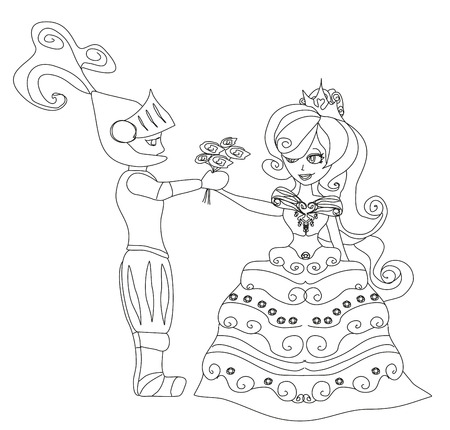 Knight gives flowers princessのイラスト素材
