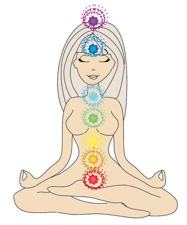 Yoga girl in lotus positionのイラスト素材